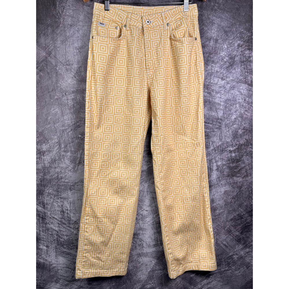 Ragged Jeans Geometric Print Jeans Men 30 Yellow Maze Pattern Straight Leg